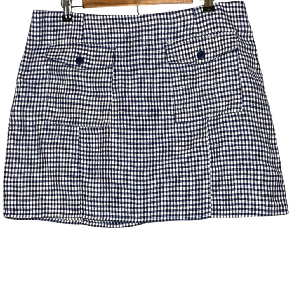 Reformation Vera Linen Blue/White Gingham Mini Skirt Size 12